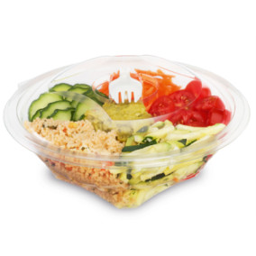 Barquette à salade cristal à couvercle déchirable